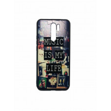 Чехол силиконовый синий с рисунком MUSIC IS MY LIFE для Xiaomi Redmi 9